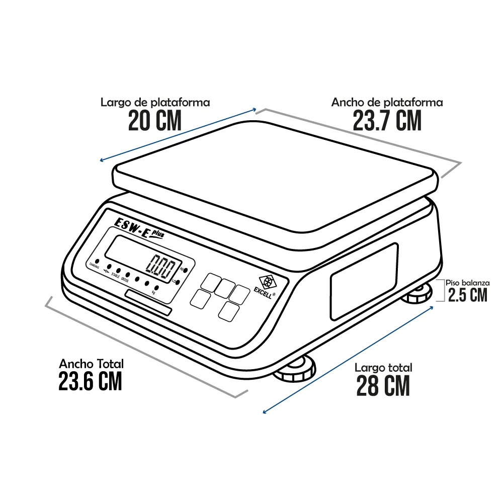 Balanza Gramera Excell ESW-E Plus de 15 Kilos