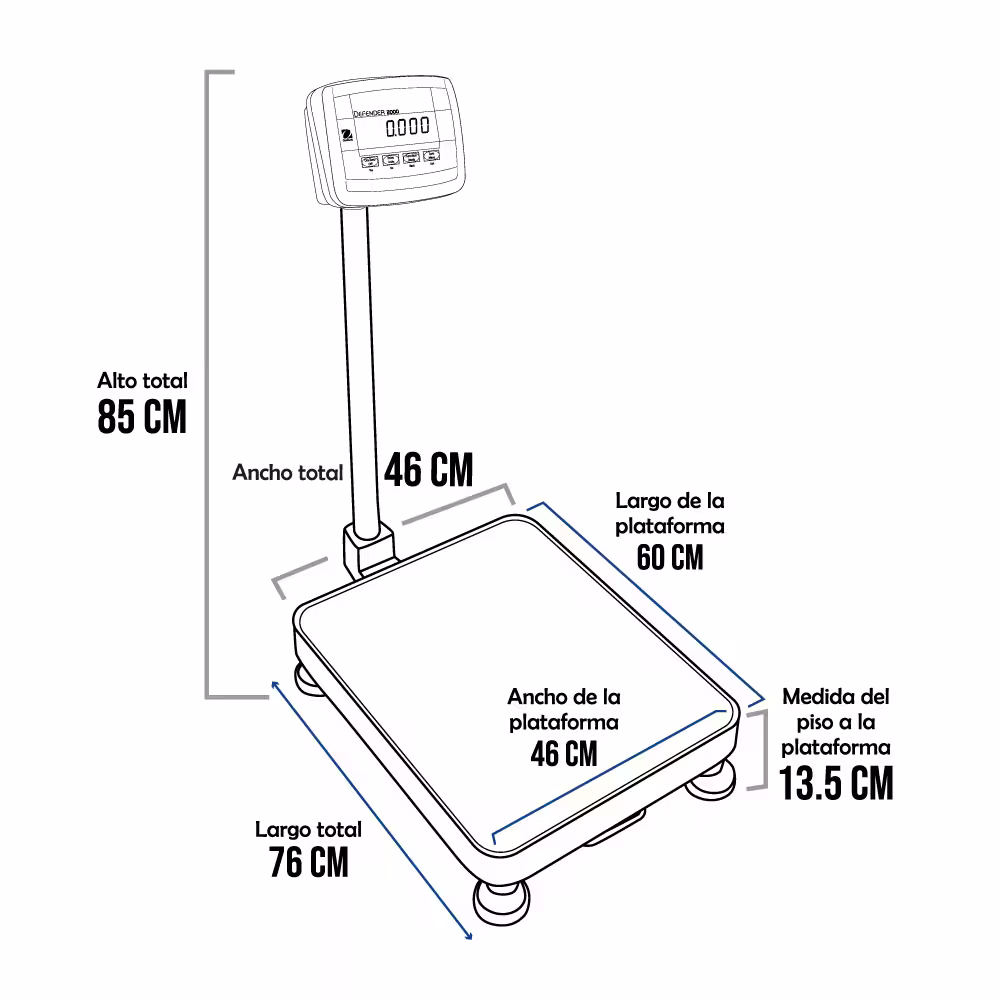 Balanza de Plataforma Ohaus Defender 2000 de 200 Kilos 60 x 46 cm