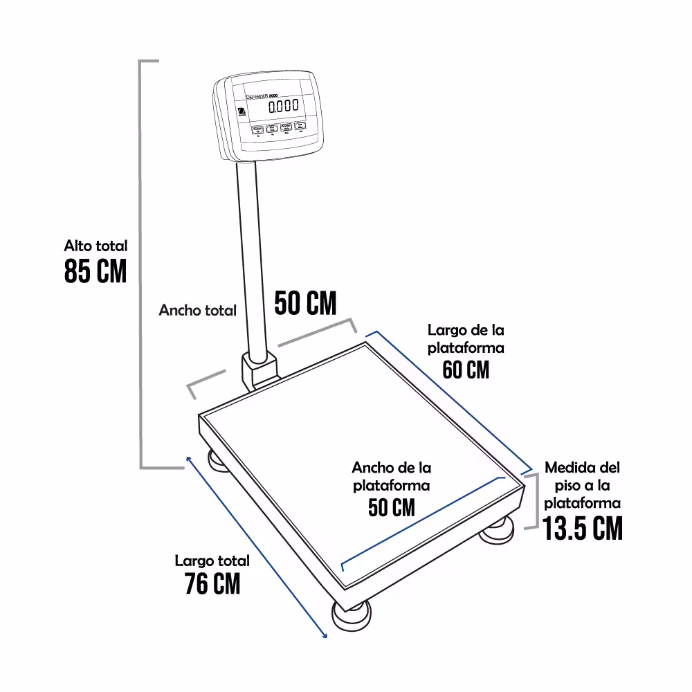 Balanza de Plataforma Ohaus Defender 2000 de 300 Kilos 60 x 50 cm