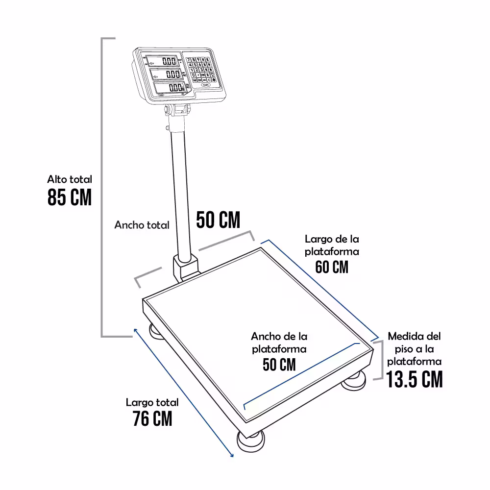 Balanza de Plataforma Taipe TCS de 500 Kilos 60 x 50 cm