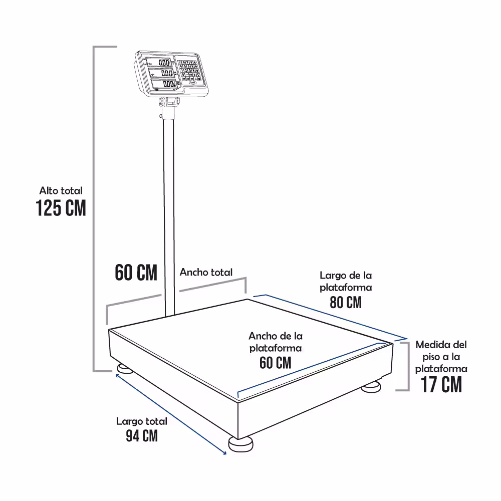 Balanza de Plataforma Taipe TCS de 500 Kilos 80 x 60 cm