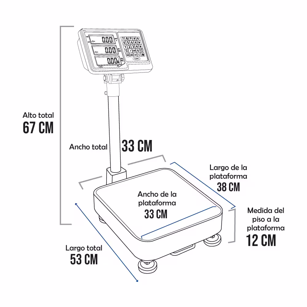 Balanza de Plataforma Taipe TCS de 60 Kilos 38 x 33 cm