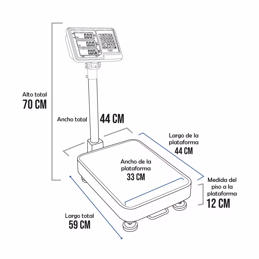 Balanza de Plataforma Taipe TCS de 60 Kilos 44 x 33 cm