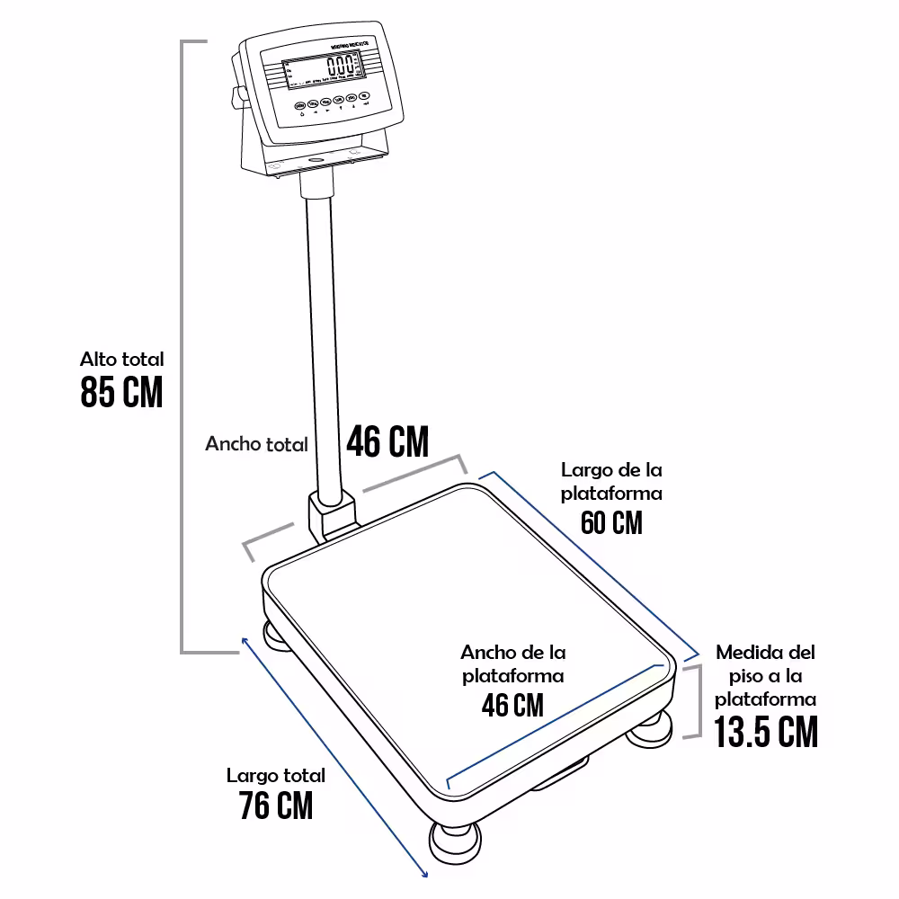 Balanza de Plataforma Weighing Indicator 7516 de 300 Kilos 60 x 46 cm