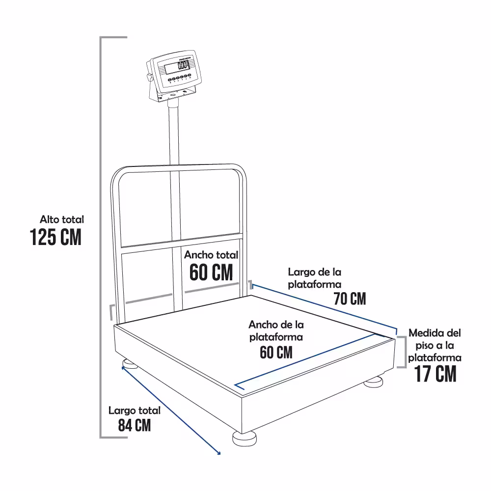 Balanza de Plataforma Weighing Indicator 7516 de 500 Kilos 70 x 60 cm