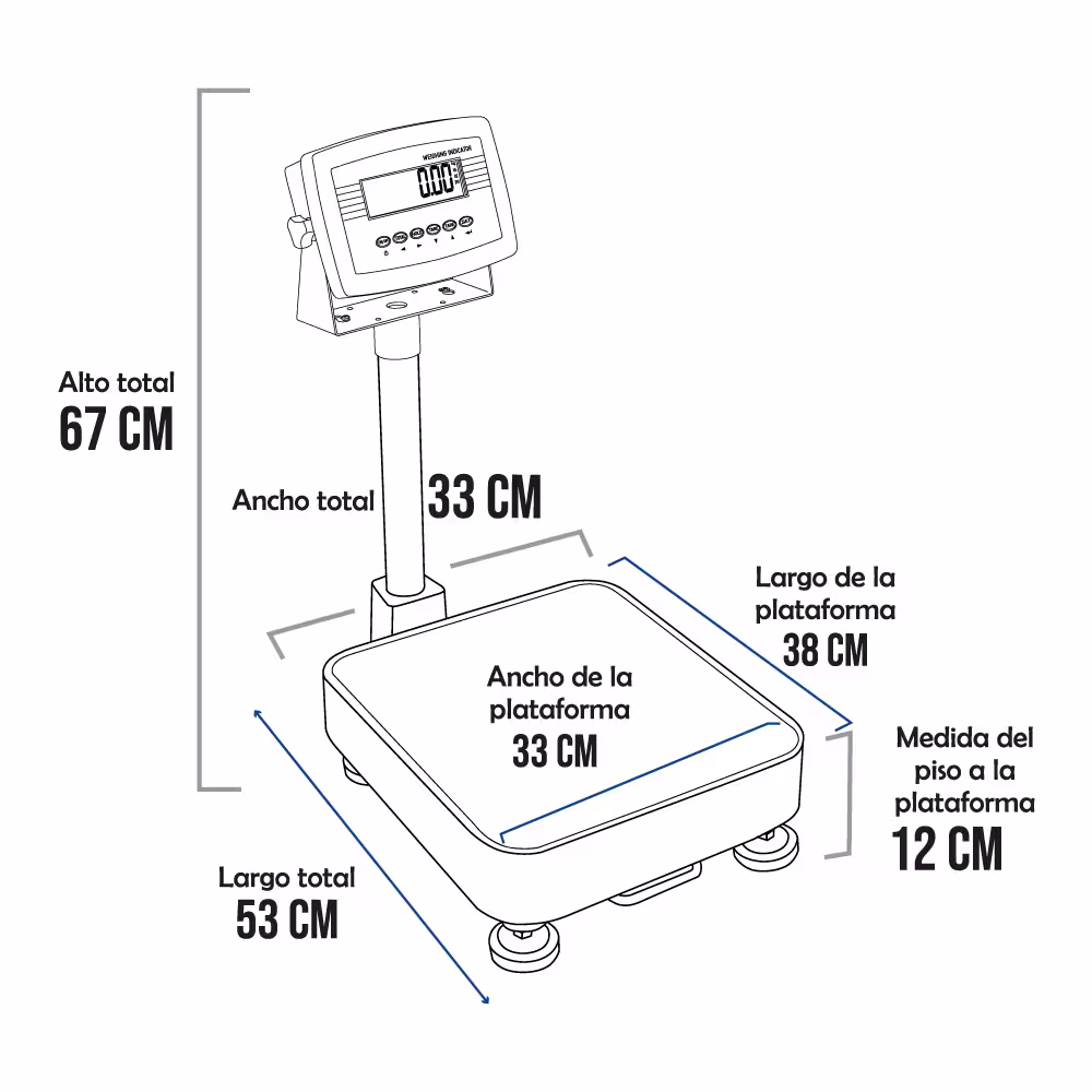 Balanza de Plataforma Weighing Indicator 7516 de 60 Kilos 38 x 33 cm