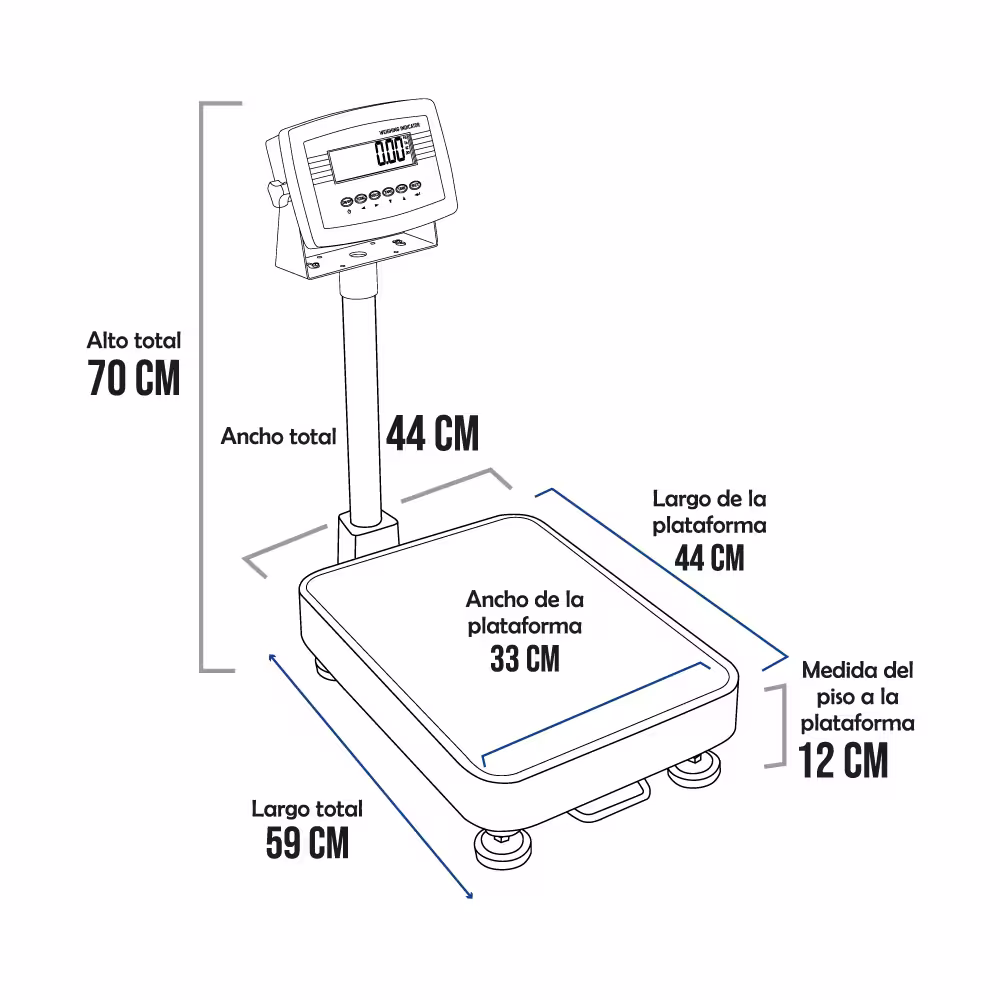 Balanza de Plataforma Weighing Indicator 7516 de 60 Kilos 44 x 33 cm