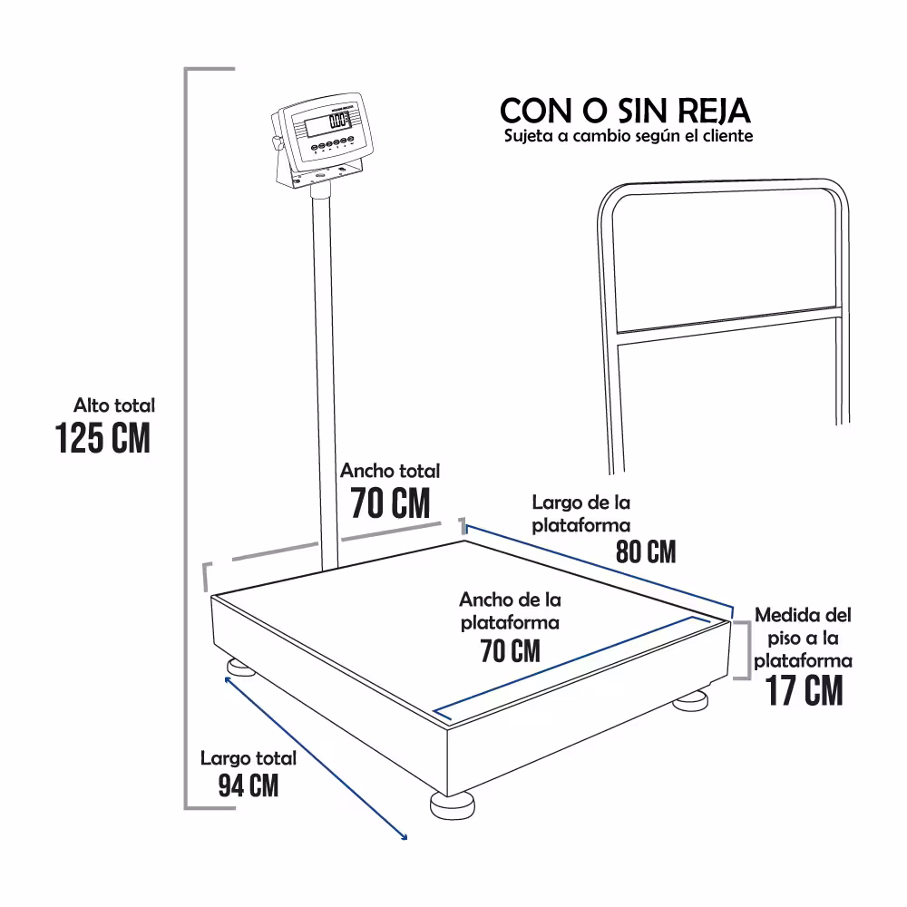 Balanza de Plataforma Weighing Indicator 7516 de 600 Kilos 80 x 70 cm