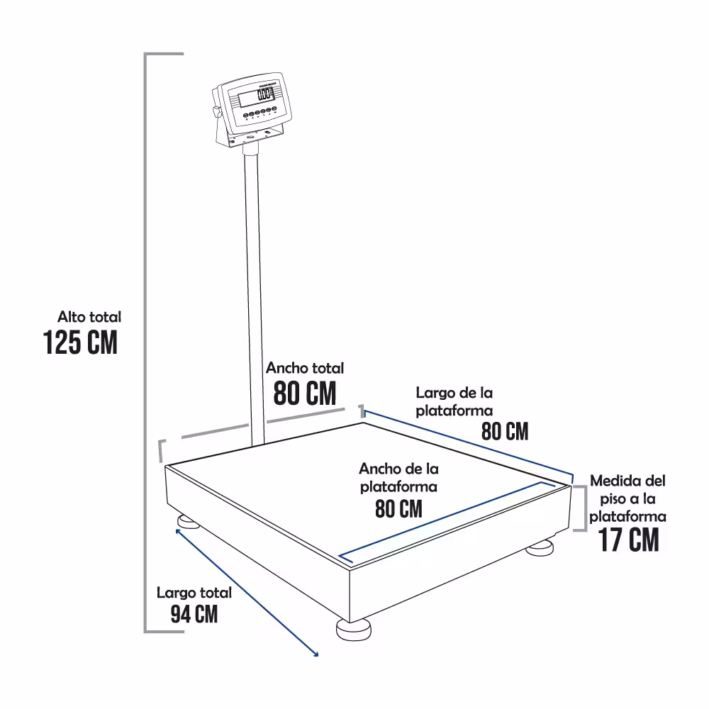 Balanza de Plataforma Weighing Indicator 7516 de 600 Kilos 80 x 80 cm